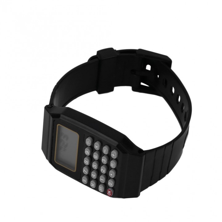 Students Calculator Digital Watch Solid Color Silicone Calculator Wrist Watch