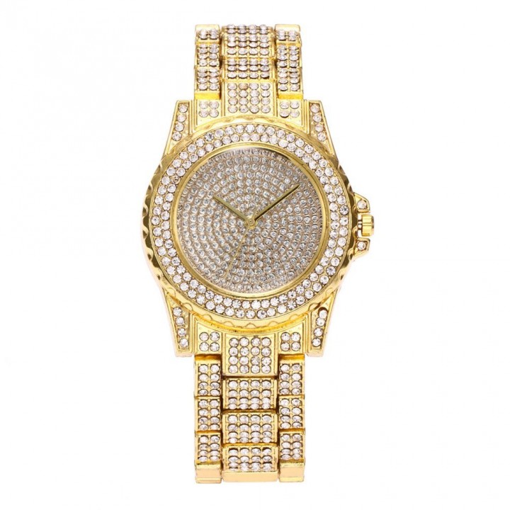 Luxury Design Full of Shiny Rhinestone Quartz Movement Wrist Watches Woman