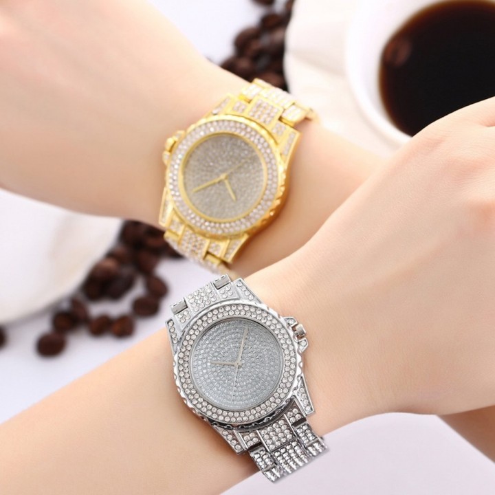 Luxury Design Full of Shiny Rhinestone Quartz Movement Wrist Watches Woman