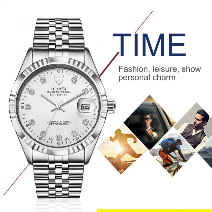 TEVISE 629-001 Business Style Men Automatic Mechanical Calendar Wristwatch