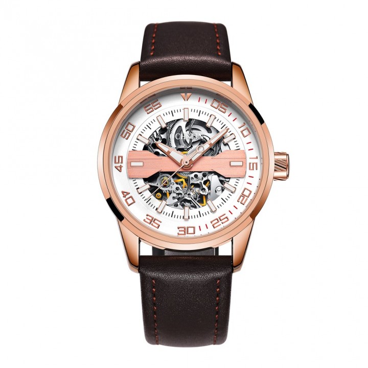 OCHSTIN 62002 Genuine Leather Men Automatic Mechanical Wrist Watch Waterproof