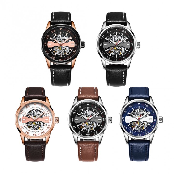 OCHSTIN 62002 Genuine Leather Men Automatic Mechanical Wrist Watch Waterproof