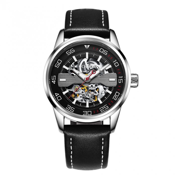 OCHSTIN 62002 Genuine Leather Men Automatic Mechanical Wrist Watch Waterproof