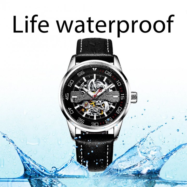 OCHSTIN 62002 Genuine Leather Men Automatic Mechanical Wrist Watch Waterproof