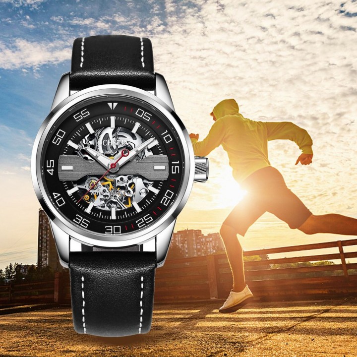 OCHSTIN 62002 Genuine Leather Men Automatic Mechanical Wrist Watch Waterproof