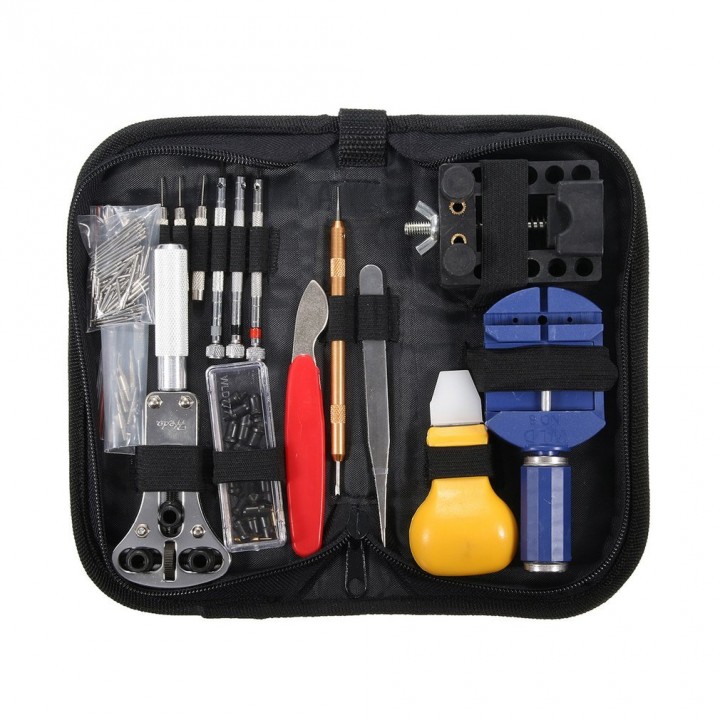 146PCS Watch Repair Tool Kit With Portable Storage Bag Case Holder Tweezer Set