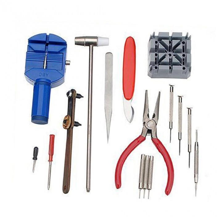16PCS Professional Watch Repair Tool Kit Watch Band Holder Case Opener Set