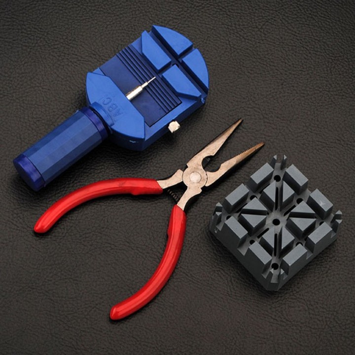 16PCS Professional Watch Repair Tool Kit Watch Band Holder Case Opener Set