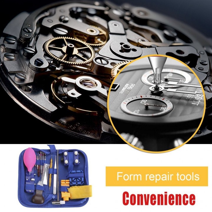 126PCS Watch Repair Tool Kit With Blue Storage Bag Case Holder Tweezer Set