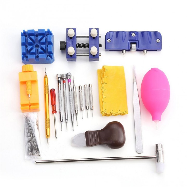 126PCS Watch Repair Tool Kit With Blue Storage Bag Case Holder Tweezer Set