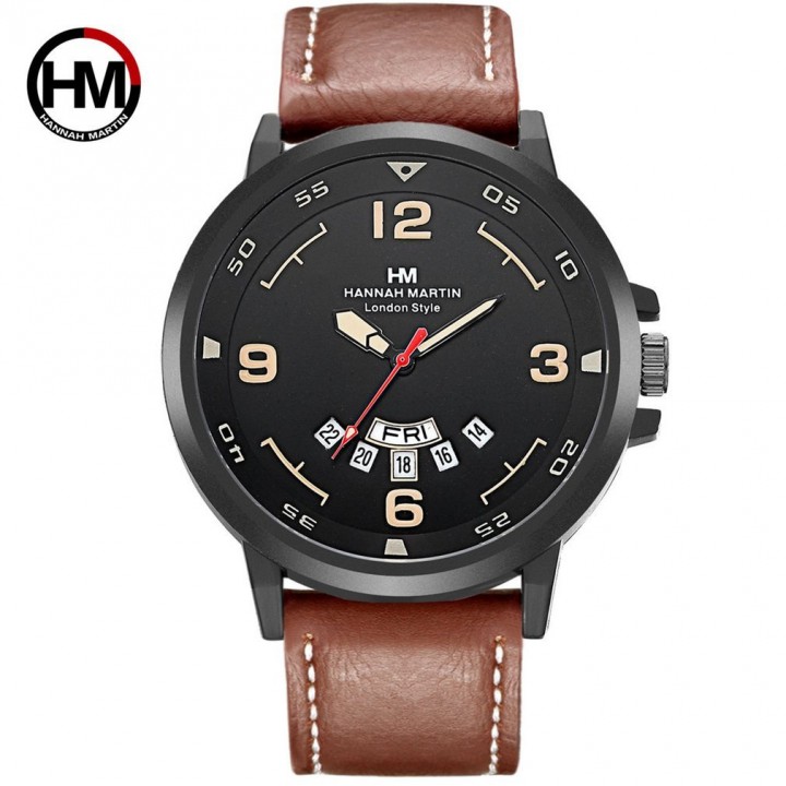 Man Watch With Calendar Function Hannah Martin Casual Sports Quartz Wristwatch