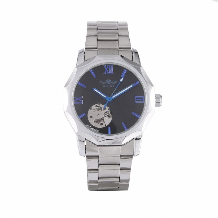 Winner Men Automatic Mechanical Watch Alloy Wristwatches Polygon Wrist Watches