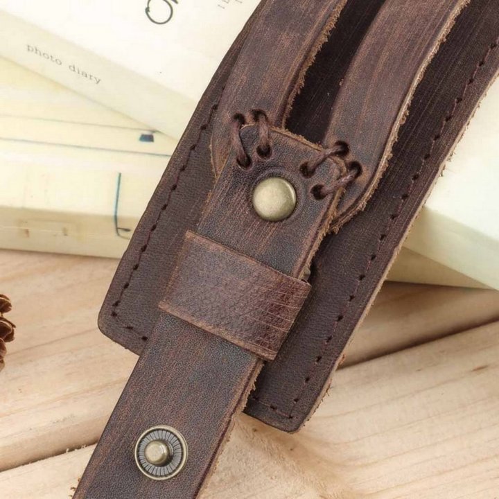 Genuine Cowhide leather Buckle Punk wide Bracelet Wristband men boys