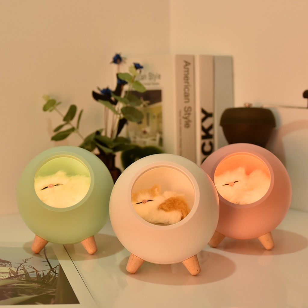 Cat Pet House Ambience Lamp USB Charging MINI LED Night Light Touch Ambient Light Bedroom Decor