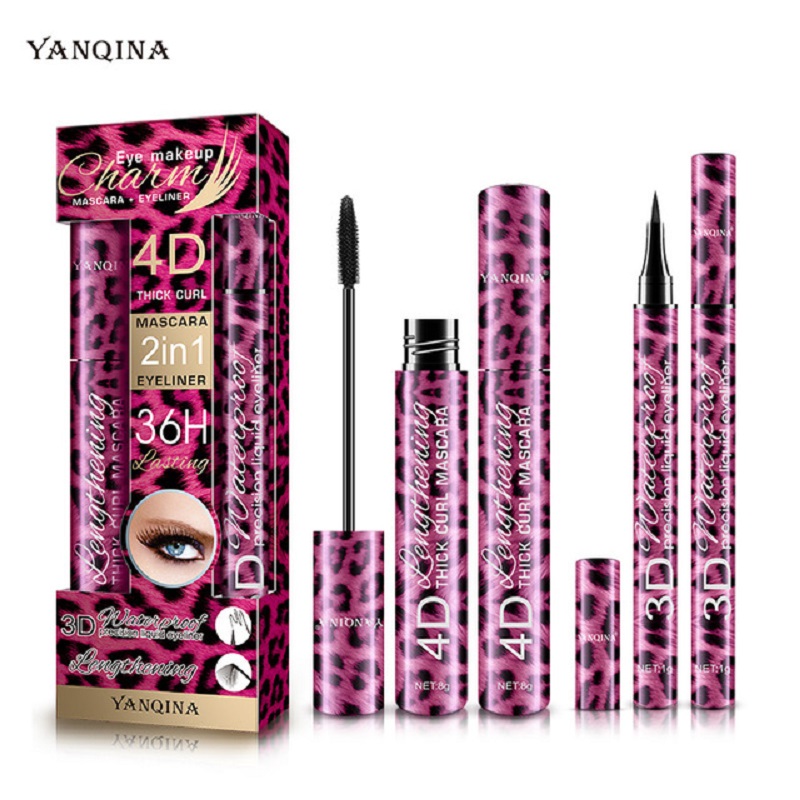 YANQINA Red Leopard eyeliner mascara set waterproof thick curl online red beauty makeup view 5