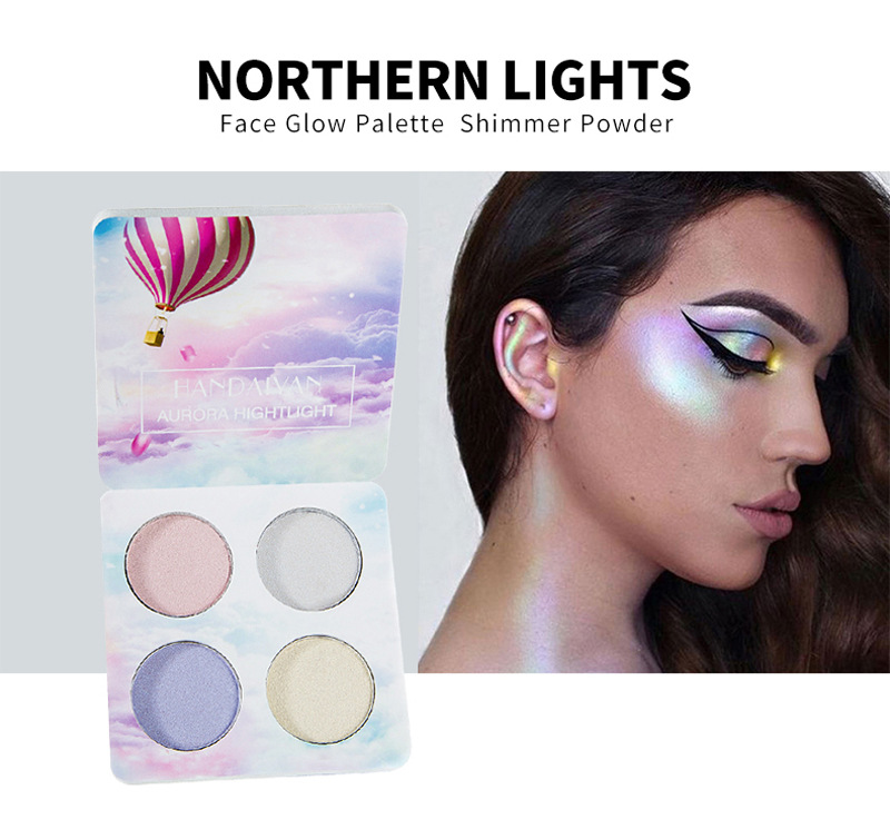 HANDAIYAN Four Color Highlight Powder Shading Powder With Box  Pink Blue