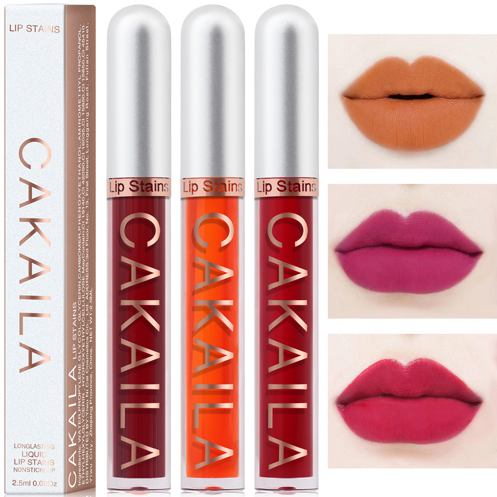 CAKAILA non stick matte moisturizing lip shades Lipstick long lasting lip makeup 3 colors