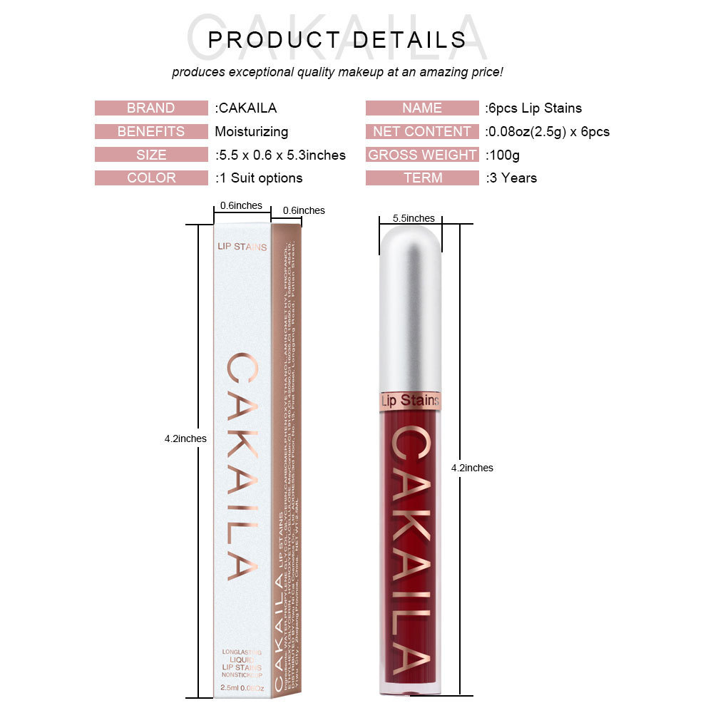 CAKAILA non stick matte moisturizing lip shades Lipstick long lasting lip makeup 3 colors view 9