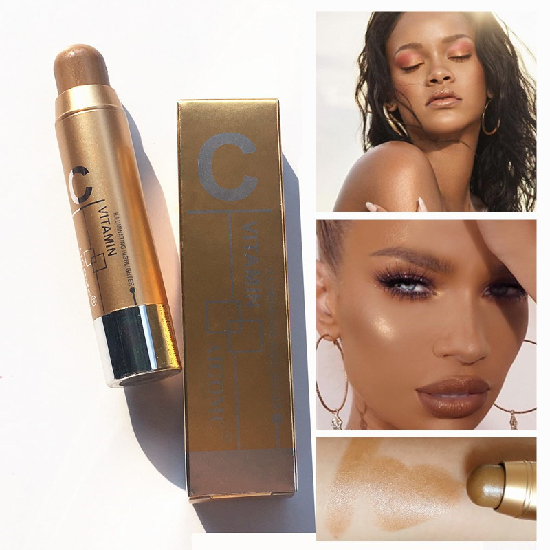 Stereoscopic highlight grooming rod 4 color pearl concealer highlight rod brightening rod V face view 3