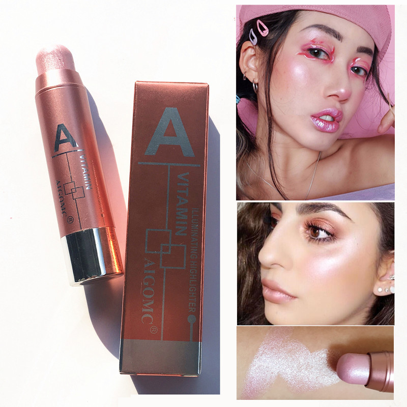 Stereoscopic highlight grooming rod 4 color pearl concealer highlight rod brightening rod V face view 5