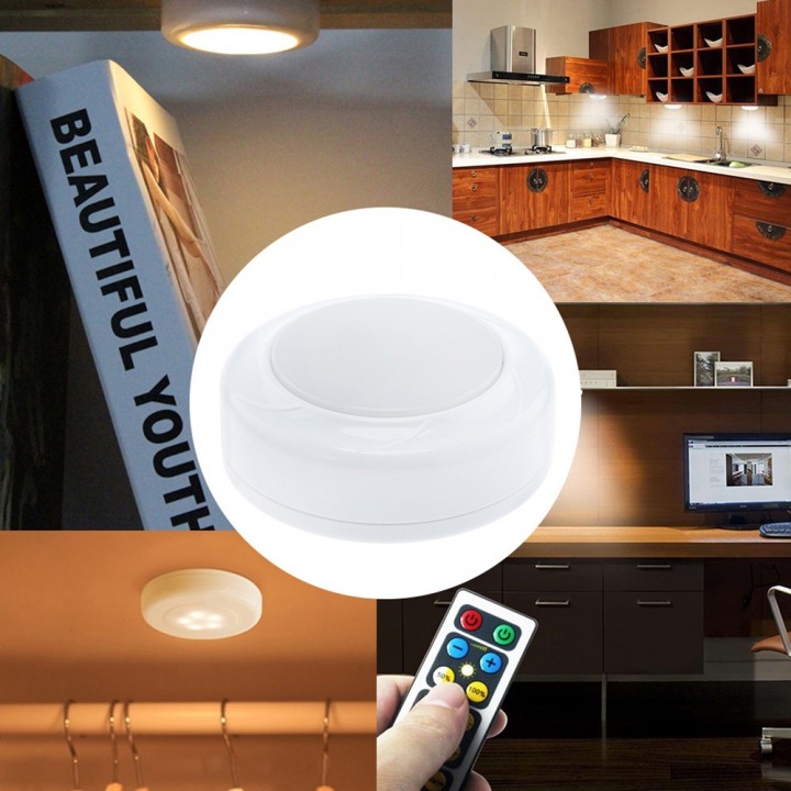 Wireless Puck Light LED Cabinet Lamp 4pcs