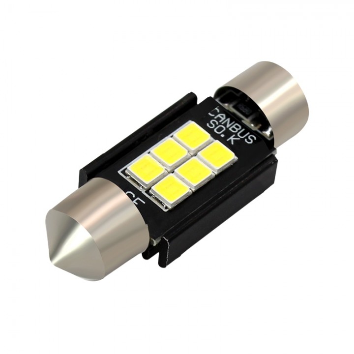 2PCS White 31mm Osram 3030 6 SMD Car Festoon Canbu