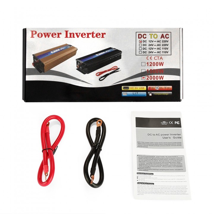 Rectangle Car Inverter 2000W DC 12V AC 220V Vehicl