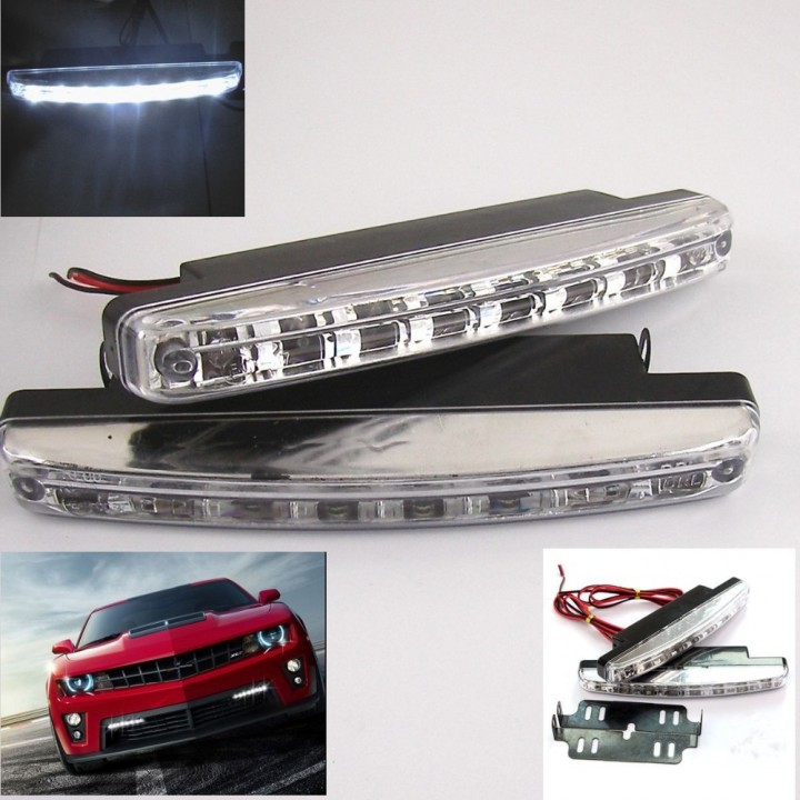 2pcs Super Bright White 8 LED DC12V DRL Car Daytim