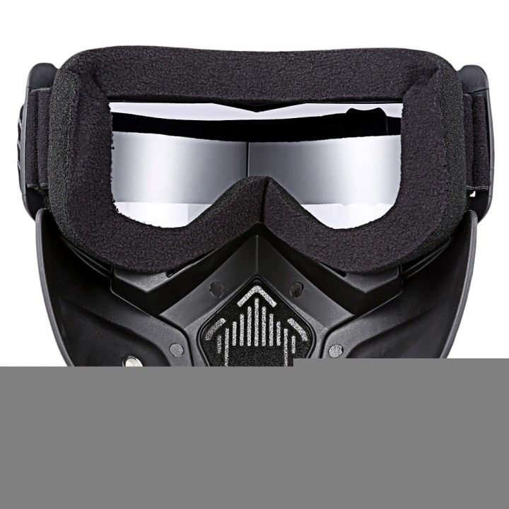 ROBESBON Motorcycl Goggles with Detachable Mask and Mouth Filter Harley Style Protect Padding Helmet