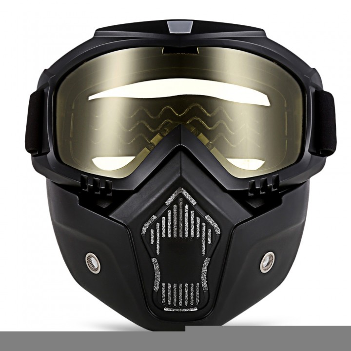 ROBESBON Motorcycl Goggles with Detachable Mask and Mouth Filter Harley Style Protect Padding Helmet