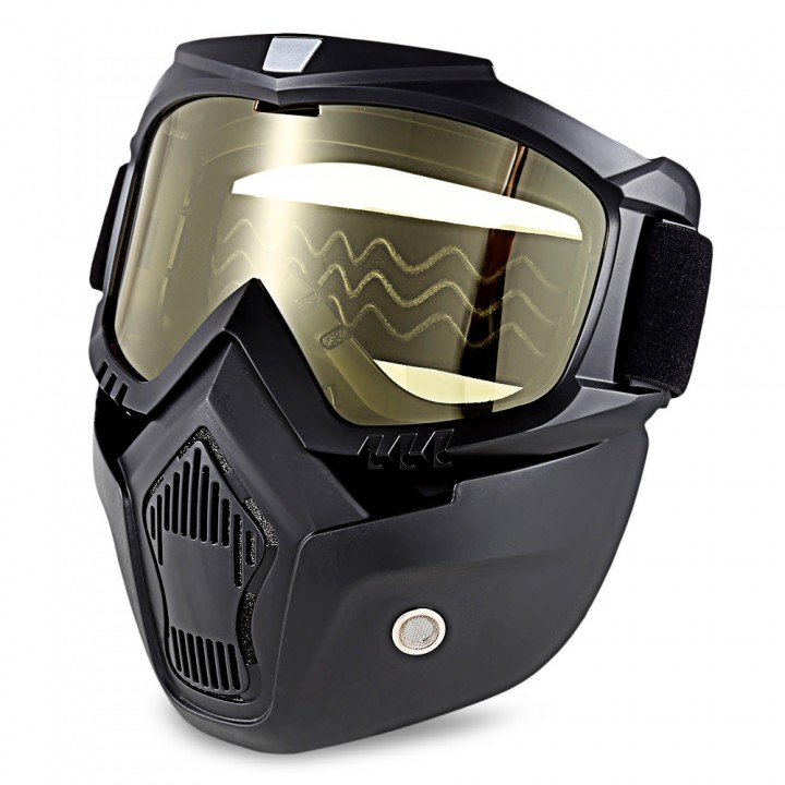 ROBESBON Motorcycl Goggles with Detachable Mask and Mouth Filter Harley Style Protect Padding Helmet