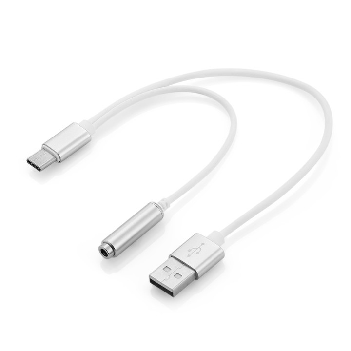 2 in 1 Type-C to 3.5mm Jack Adapter USB Charger Po