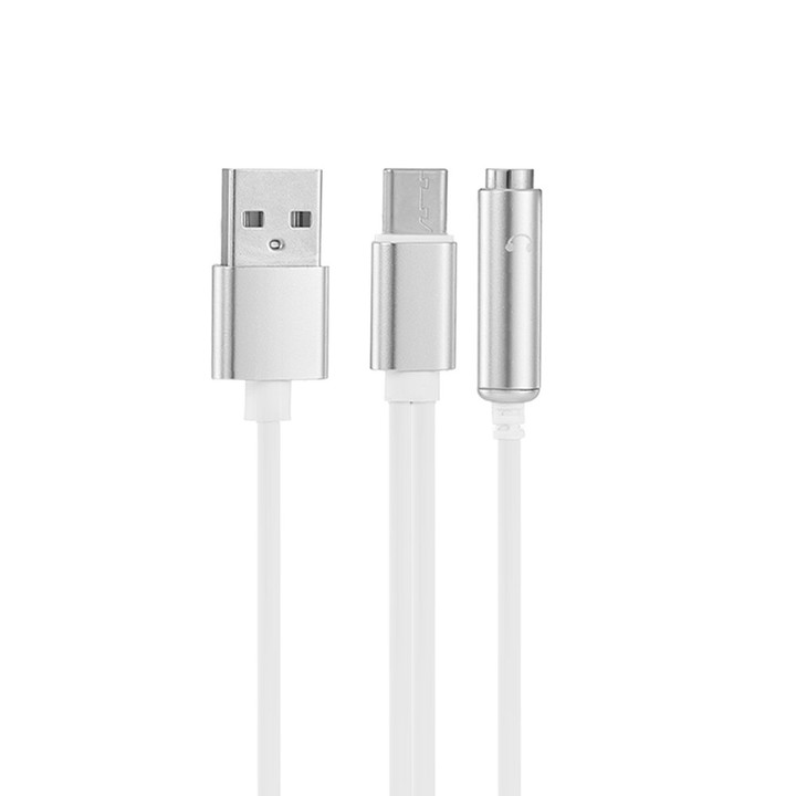 2 in 1 Type-C to 3.5mm Jack Adapter USB Charger Po