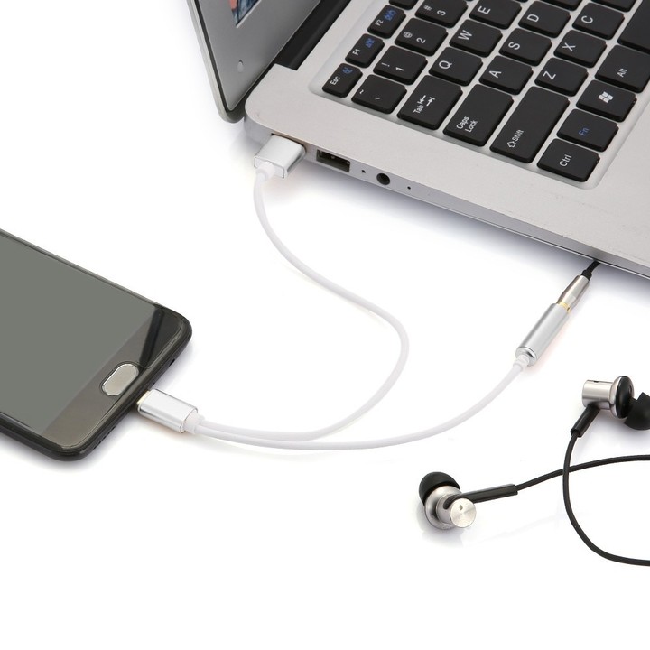 2 in 1 Type-C to 3.5mm Jack Adapter USB Charger Po