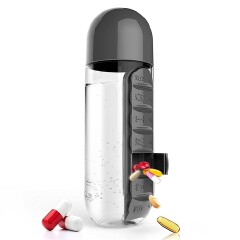 600ml Sport Water Bottle With Built-in Daily 7 Daily Pill Box Vitamin Organizer