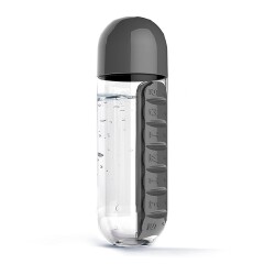 600ml Sport Water Bottle With Built-in Daily 7 Daily Pill Box Vitamin Organizer