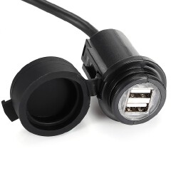 Cylinder Motorcycle Scooter Double USB Charger with LED Indicator / Waterproof Cover