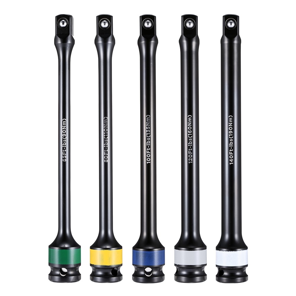 TK2214 6 in 1 Torque Limiting Extension Bar Set 65 - 140 feet/lb 8-inch Length Color-coded Design