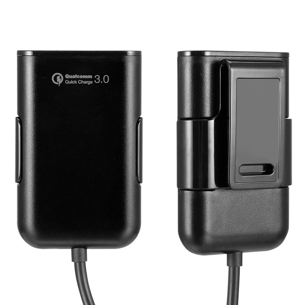 Universal 4 Ports USB Car Charger Front Back Seat QC 3.0 Charging with 1.8m Extension Cord