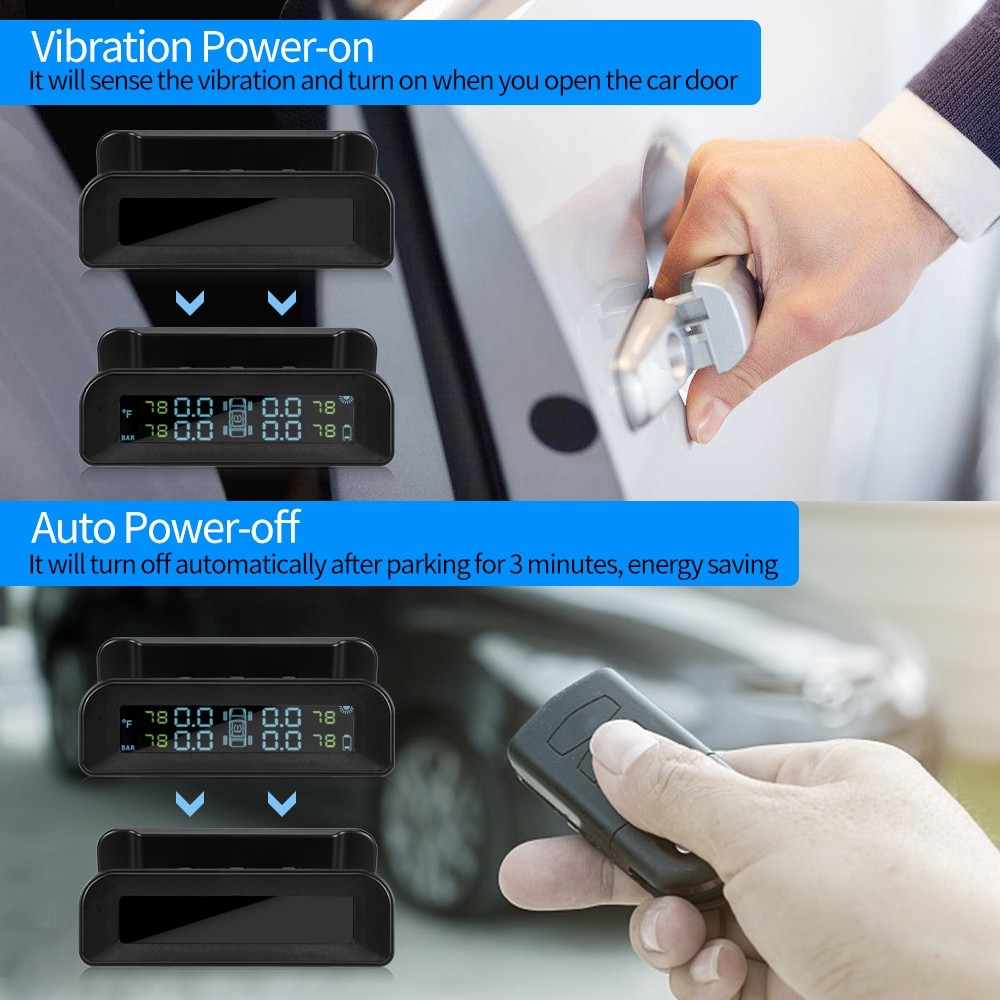 ZEEPIN C260 Tire Pressure Monitoring System Solar TPMS Universal Real-time Tester LCD Screen with 4 External Sensors
