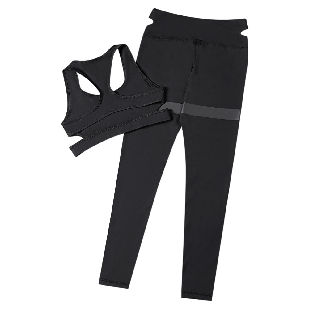 Trendy Shoulder Strap Backless Crop Top with Long Pants Women Sports Suit