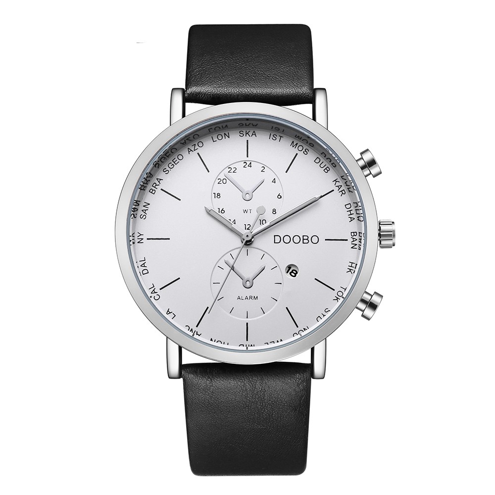 DOOBO D017 4756 Leisure Fashion Leather Band Quartz Men Watch with Box