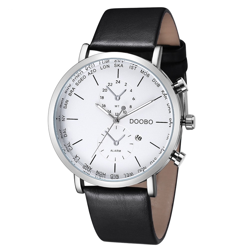 DOOBO D017 4756 Leisure Fashion Leather Band Quartz Men Watch with Box
