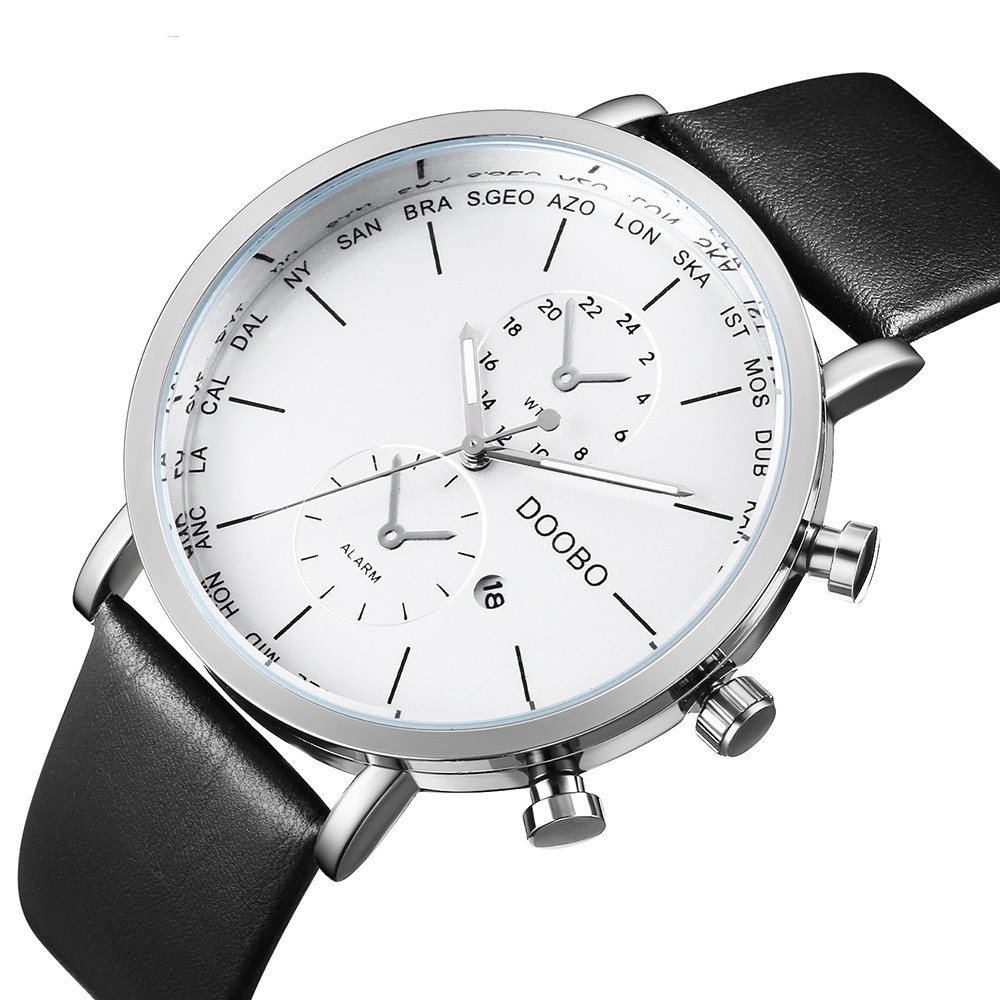 DOOBO D017 4756 Leisure Fashion Leather Band Quartz Men Watch with Box