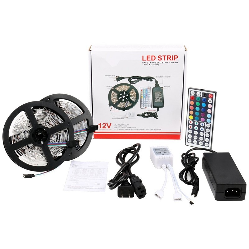 Kwb LED Strip Light 2835 RGB 300LEDs 10M with Remote + Adapter