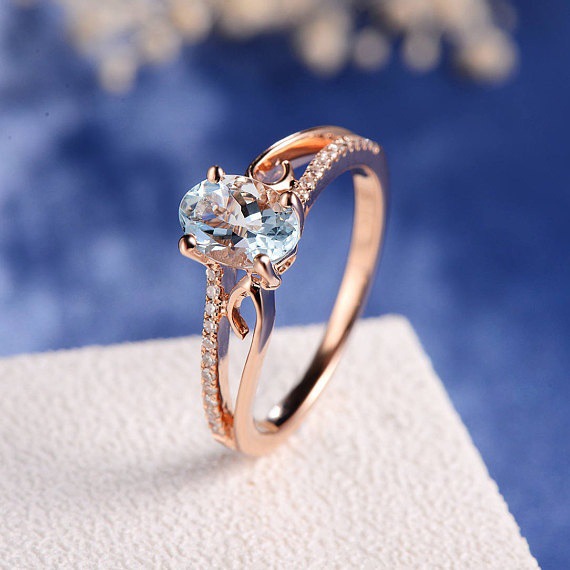 Exquisite Women 14K Rose Gold Plated Ring Oval Jewelry Anniversary Proposal Promise Gift