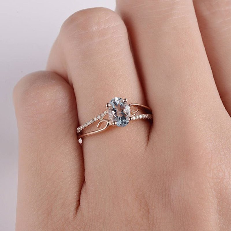 Exquisite Women 14K Rose Gold Plated Ring Oval Jewelry Anniversary Proposal Promise Gift