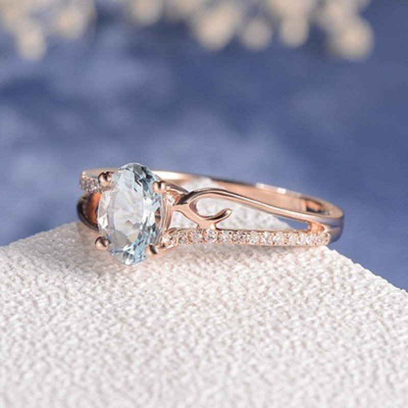 Exquisite Women 14K Rose Gold Plated Ring Oval Jewelry Anniversary Proposal Promise Gift