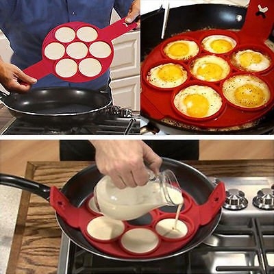 2021 Flipping Fantastic Non Stick Pancake Maker Silicone Mold Egg Omelette Ring Maker