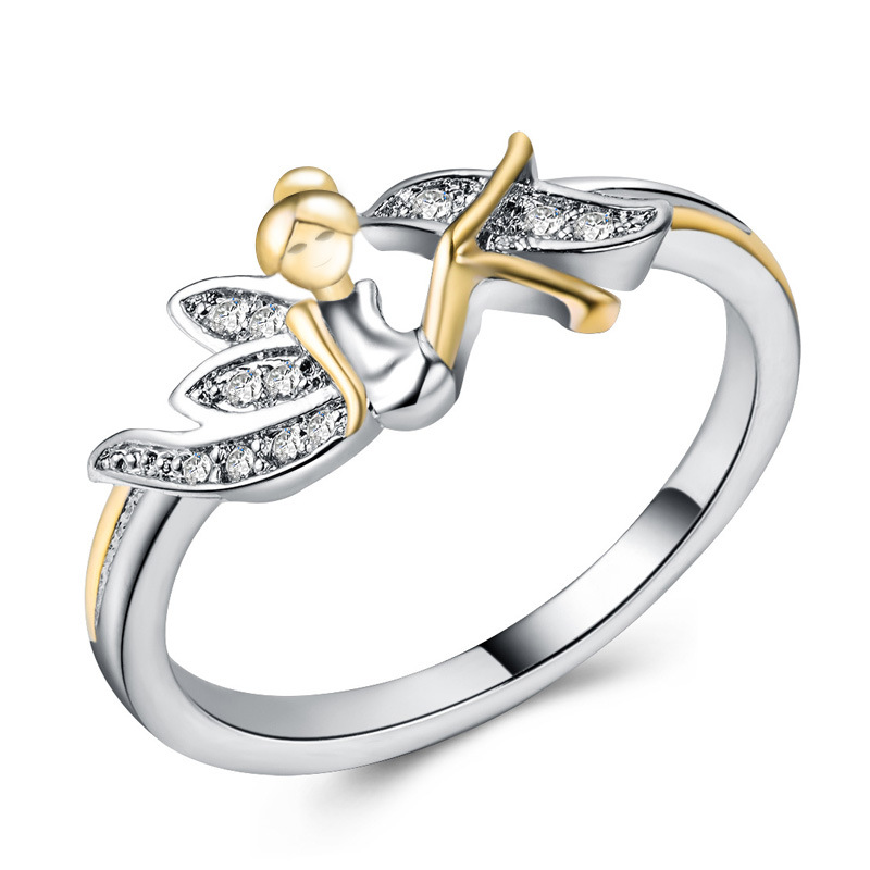 Girls Cute Crystal Ring Flower Fairy Nymph Princess Angel Finger Ring Jewelry Gift for Sweat Girl